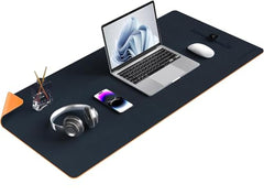 V-CUBE Designs Premium Vegan Leather Dual Color Desk Mat 75X40cm 1.8mm Thick| Laptop Mat/Extended Large Mouse Pad, Reversible Deskspread |High Tear/Peel Strength|Anti-Slip,Splash-Proof| Blue&Yellow