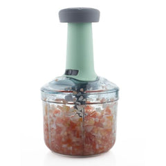 MAGIC SPOON Hand Push Chopper 1000ML, Vegetable & Onion Chopper with 4 Stainless Steel Blades, Manual Food Chopper for Garlic, Chilli, Dry Fruits, Nuts Cutter & Salad Preparation for Kitchen, Pista