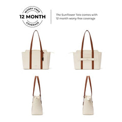 MOKOBARA Sunflower Tote 18L Laptop Bag 14 Inch Office Travel Handbag Beige | Stylish Purse College Girls Ladies Shoulder Bag Latest Waterproof Vegan Leather Tech Sleeve Luggage Strap Organizer Pocket