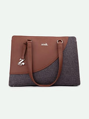 ZOUK Office Essential Bag | Jute | Vegan Leather Handcrafted Tote Bag With Double Handle Shoulder Strap | Bristel