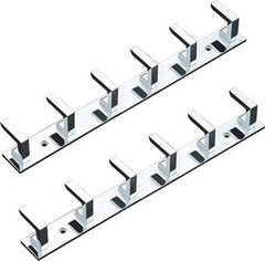 Goldfinch Stainless Steel Classy 6 Pin Cloth Hanger Door Wall Hooks Rail Set for Hanging Clothes, Towel (Pack of 2)