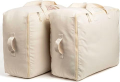ALPHIT Extra Large Storage Box Soft Canvas Storage Bags with Zipper 4-Carrying Handles and Window 25x19x9 inch Bag for Blankets Pillows,Woman Dresses,Sarees,Lehengas for Wardrobe Organizer (PACK OF 1)