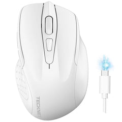 TECKNET Wireless Mouse, BT 5.0/2.4G, Rechargeable 6-DPI Silent, Grey