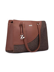 ZOUK Office Essential Bag | Jute | Vegan Leather Handcrafted Tote Bag With Double Handle Shoulder Strap | Bristel