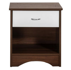 DeckUp Plank Bei Engineered Wood Bed Side Table and End Table (Walnut and White, Matte Finish)
