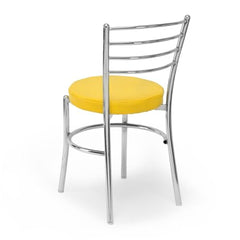 RATISON Office Visitor Study Chair Home Restaurant Steel Multipurpose with a Leather Cushion Steel Chrome Chair with Ring (Green, 6)