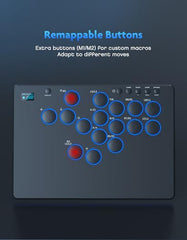 Fravex 16-Key Leverless Arcade Fight Controller – Black | All-Button Fightstick for PC/PS4/PS3/Nintendo Switch/Steam with OLED Display, Hot-Swap Short-Stroke Switches, RGB Lighting, SOCD & Turbo, USB-C