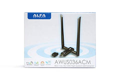 ALFA Network Long-Range Dual-Band AC1200 USB 3.0 Wi-Fi Adapter w/ 2X 5dBi External Antennas - 2.4GHz 300Mbps/5GHz 867Mbps - 802.11ac & A, B, G, N - Windows, MacOS & Kali Linux Supported - (AWUS036ACM)