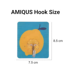 AMIQUS 10 Pcs Hevy Duty Self Adhesive Hook for Hanging Kitchen Item and Other Stainless Steel, Gold Waterproof, Strong Towels, Keys, Utensils,Robes Double-Sided Transparent (Double Claw V Shape)