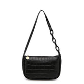 SYGA Women's Black Handbags Crocodile Pattern Bag Ladies Shoulder Bag