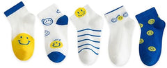 MOMISY 5 Pairs Baby kids Girl Boys Toddlers InfantmCotton Stretch Baby Socks (IN, Age, 3 Years, 5 Years, Emoji/)