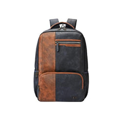 Gear Vintage 4 19"/29L anti theft faux leather Medium Water Resistant Laptop Backpack/Casual Backpack/Daypack/Travel Backpack/College Bag For Men/Women(Pitch Black-Black)