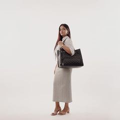 Crewer Elegant Work Bag with Lunch Compartment – Laptop Tote Bag with Lunch Box Section, Office Bag with Insulated Lunch Storage – Stylish Quilted Shoulder Bag for Women. (Cream)