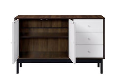 DeckUp Sage Engineered Wood Sideboard/Buffet Counter/Storage Unit (Walnut & White, Matte Finish)