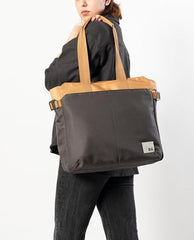 DailyObjects Recycled PET Dual Color Key Tote Bag For Women & Girls | Stylish Ladies Purse for Everyday Essentials | Fits any Laptop Upto 15.6 Inch | Padded Laptop Compartment - (Charcoal-Kelp)