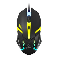 pTron Flick M12 Wired USB Mouse with 4 Buttons, 1600 DPI Optical Sensor, Precision Tracking, RGB Lights, 4 Adjustable DPI, Plug & Play Use, Ergonomic Design, for Windows OS (Black)