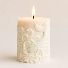 Decorative Fragrance Candle with Raised 3D Ivory Swirl Pillar Artwork | Long Burning Scented Candle for Home Décor, Living Room, Bedroom, Meditation Space, Table Decoration & Gift