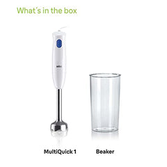 Braun MultiQuick 1, Powerful 450W Hand Blender, Made in Europe, EasyTwist Technology, Lightweight, Stainless Steel German Design, Dishwasher Safe, Make Baby Food, Chutney, Smoothie, Soup, MQ10.000P