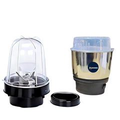 Stainless Steel Combo (Mini 180 Ml & 250 Ml) Jar Set one for Mixer Grinder, Compatibility with all mixer grinders with 2 slots of jar fitting with 4 teeth coupler