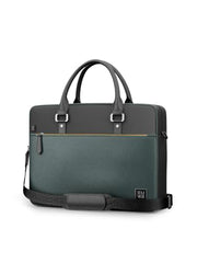 EUME Commute Laptop Bags for Men & Women Office Use| Gift | with Padded Compartment | Vegan Leather & Nylon Fabric | Fits Up to 15.6" Laptop & MacBook, 11L, Black & Forest Green
