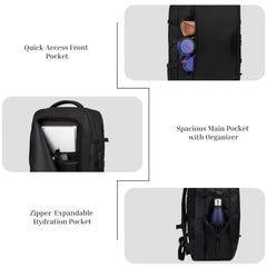 F Gear Blackhawk Black 40L Laptop Backpack, USB Port, Fits 18-inch Laptop