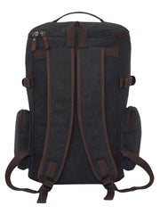 FUR JADEN Eco Friendly Travel 4 Compartment Laptop Backpack Made of Water Resistant Sustainable Canvas and Vegan Leather for Unisex for Travel Hiking Work (Coffee)