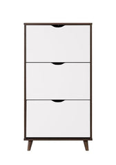 DeckUp Haven 3-Door Shoe Rack (Walnut & White, Matte Finish)