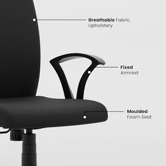 Green Soul Seoul X Office Chair, Mid Back Fabric Ergonomic Home Office Desk Chair with Comfortable & Spacious Seat, Rocking-tilt Mechanism & Heavy Duty Metal Base (Black)