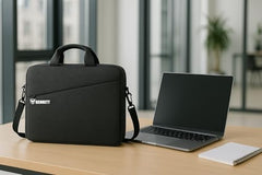 Bennett™ Mystic Unisex Adult Men's Laptop Bag 15.6 inch Side Shoulder Briefcase Satchel Messenger Business Bags for Men & Women Front Pocket for Laptop Accessories - Black (6 Month Warranty)