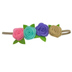 MOMISY Headbands Rose Soft Synthetic Hair bands for Girls, kids, Infants and Toddlers (PnkRmaPplKhki-St3)