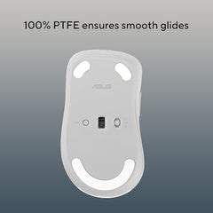 ASUS Wireless Mouse MD102 2.4GHz Mode, Ergonomic Design, Silent, Reliable, Dual Mode Connectivity, Adjustable DPI, 10 Million Click Life, White