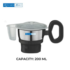 Kitchen Mart Replacement Turbo Spice Mini Jar Compatible with Preethi Mixer Grinder 200ml