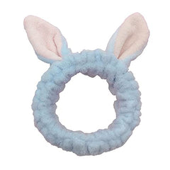 MOMISY Elastic Lovely Hair Band Wash Face Spa Headband-Washable Facial Band Makeup Wrap Headbands for Women (Light Blue-Pink)