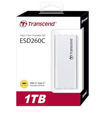 Transcend 500GB External SSD USB 3.1 Gen 2, Type-C, ESD260C Portable External Solid-State Drive, Silver - TS500GESD260C