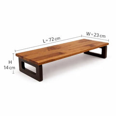 WELL KNOWN 72Cm Long Wooden Computer Monitor Stand, Monitor Riser Desk Shelf Desktop Stand TV Laptop Riser (72cm Long, Single Shelf) (d)