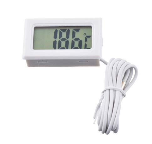 SYGA Digital Thermometer with LCD for Fridges with Wired Probe_White