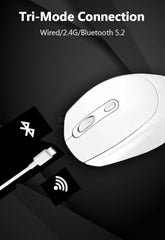 Hammerhead NOVA Bluetooth Rechargeable Lightweight White Mouse with 2.4 GHz and Bluetooth 5.2, 10m Range, 500 mAh Build-in Battery, Silent Clicks, Ergonomic Design, Auto Power Saving