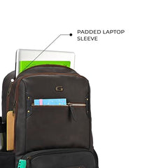 Gear Quantum 3 18"/29L Antitheft Large Faux Leather Water Resistant Laptop backpack with Raincover/Laptop backpack/Casual Backpack/Daypack/Travel Backpack/College Bag For Men/Women(Black-Black)