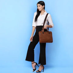 VISMIINTREND Laptop Leather Bag for Man | Coffee Brown