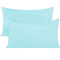 safhome Soft Pillow Covers 20 x 32 Inches - 100% Egyptian Cotton 400 Thread Count Set of 2 Pillow Cover Set Envelope Closure Hotel Quality Pillowcase - Aqua Blue