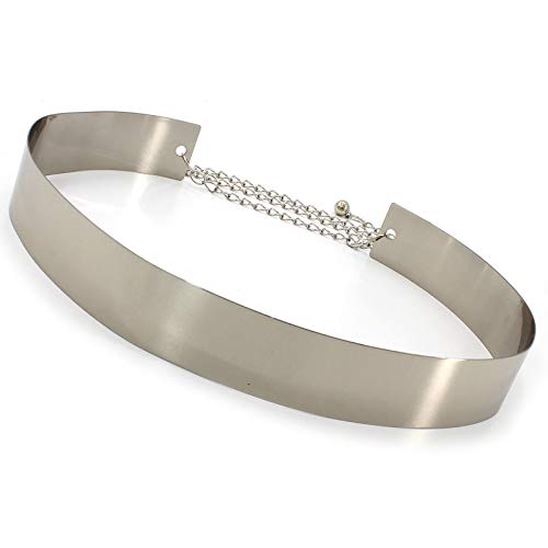 SYGA Women's Waist Chain, Iron Girdle, Women's Skirts,Dresses Versatile Metal Wide Accessories(wp191-4 silver)