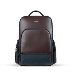 Aethon | Krossover 15.6-Inch Laptop Backpack | Water-Resistant with Multiple Pockets for Office, Travel | Shoulder Bag Made with Vegan Microfiber Leather (BLUE + BROWN)