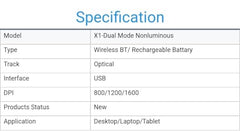 Wireless Mouse, Bluetooth and 2.4G Dual Mode, Rechargeable (White)