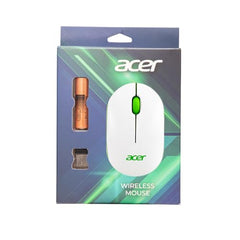 acer Flow Wireless Mouse | 1600 DPI Optical Sensor | 2.4GHz Wireless with USB Nano Receiver | Ergonomic Lightweight Design | Smooth Tracking for Laptop, PC & Mac – White/Green