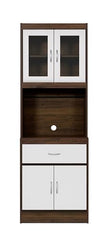 DeckUp Zeus Kitchen Cabinet (Walnut & White, Matte Finish)