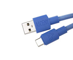 ASCENY Coiled & Double-Sleeved Mechanical Keyboard Cable, for Type-C Mechanical Keyboards (Pink)
