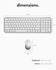 Macally Bluetooth Mac Keyboard and Mouse - Compact (2 Zone) Layout with Number Pad - Multisync, Rechargeable - Wireless Apple Keyboard and Mouse Combo for Mac, MacBook, iPad, iPhone - Silver