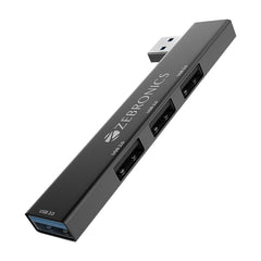 ZEBRONICS TA210U, 4 in 1 Type-C to USB Hub, USB 3.0, 4 USB Ports, Speeds Upto 5 Gbps, Metal Body, for Mac | Laptops, Black