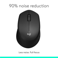 Logitech M331 Silent Plus Wireless Mouse, 2.4GHz with USB Nano Receiver, 1000 DPI Optical Tracking, 3 Buttons, 24 Month Battery Life, PC/Mac/Laptop - Black