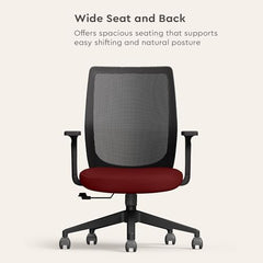 Interio by Godrej Curv Premium Mesh Wide Back Ergonomic Chair | Work from Home/Study Chair | 1-Year Warranty | Height Adjustable Chair | Heavy Duty PP Base | DIY Installation, Black